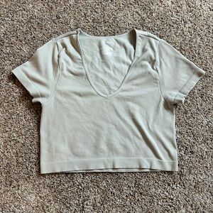 Women's Grey V-Neck Top